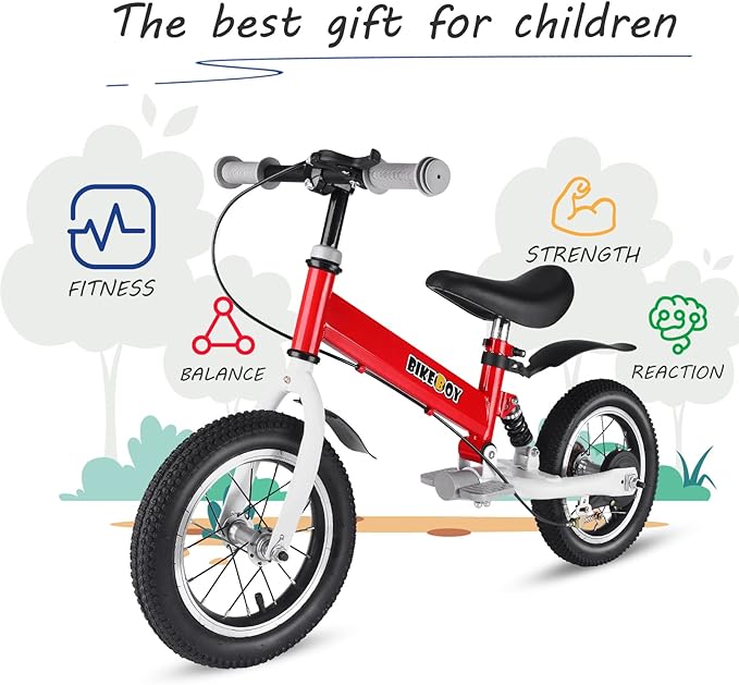 Balance Bike 2 in 1,The Dual Use of a Kids Balance Bike and Kids Bike,12 14 Inches for 2-6 Years Old,with Shock Absorbers, Fenders, Pedals, Auxiliary Wheels-CubbioJoy