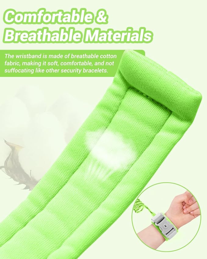 Dr.meter Anti Lost Wrist Link, 2 Pack Toddler Safety Leash with Key Lock, Reflective Child Walking Harness - Dual 8.2ft Length Blue & Green Kids Leash for Supermarket Mall Airport Amusement Park Zoo-CubbioJoy