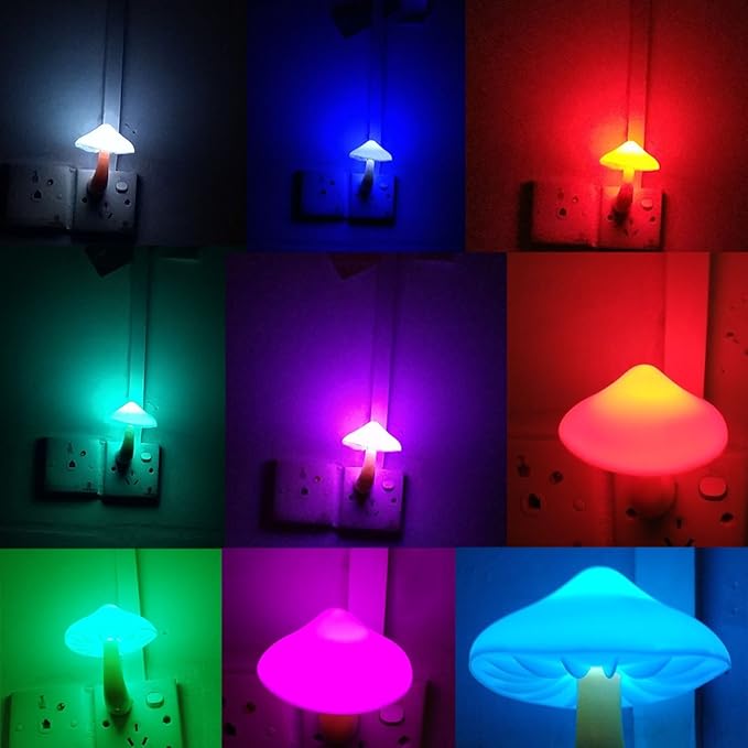 AUSAYE Sensor LED Night Light Plug in Lamp Mushroom Night Light 7-Color Changing Magic Pretty Mushroom-Shaped Night Lights for Adults Kids NightLight-CubbioJoy