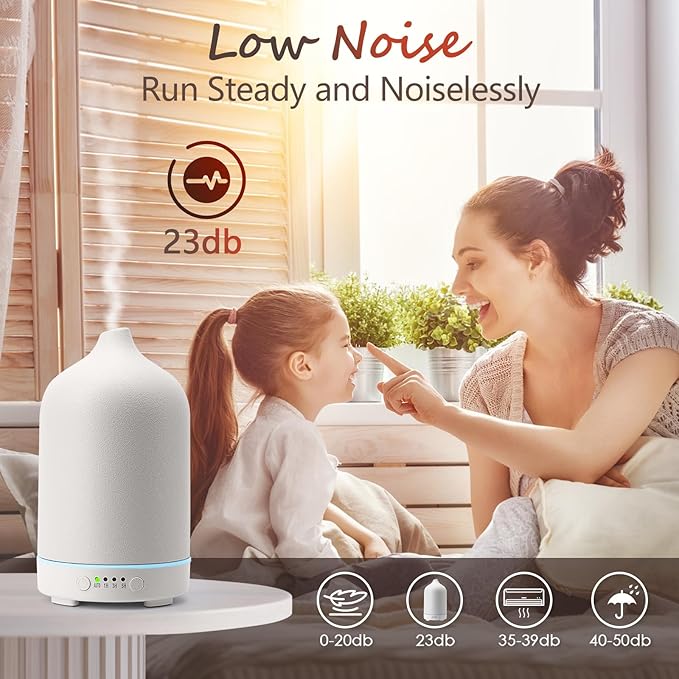 Diffuserlove Ceramic Diffuser 250ML Essential Oil Diffusers Aromatherapy Essential Oil Diffuser for Room Air Diffuser for Home Bedroom Stone Diffuser (White Big Size 250ml)-CubbioJoy