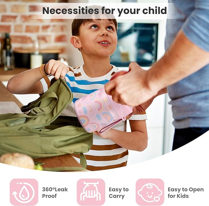 17oz Soup Thermo for Hot Food Kids,Insulated Food Jar with Spoon,Thermo Hot Food Lunch Container,Wide Mouth Leakproof Stainless Steel Lunch Box for School-Rainbow-CubbioJoy