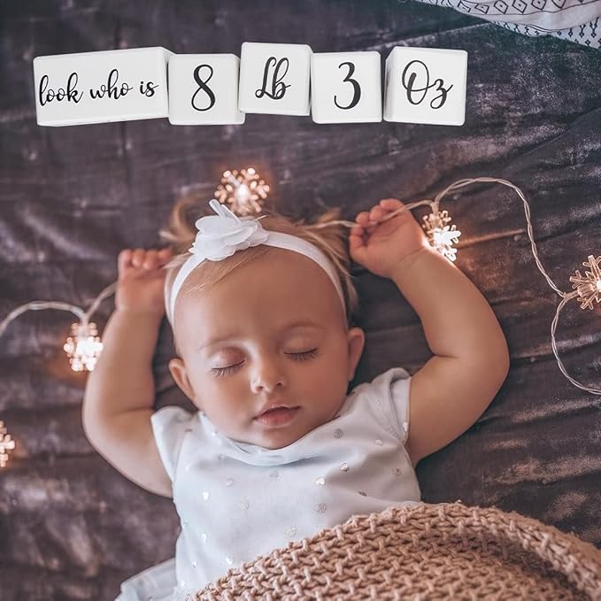 Baby Monthly Milestone Blocks for Boy or Girl, Milestones Age Photo Block Set for Baby Shower, Pregnancy Countdown, 7 Pcs-CubbioJoy