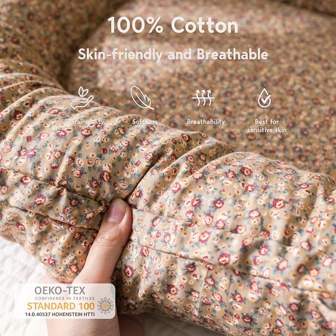 Infant Lounger, Baby Nest Cover for Baby Girls & Boys, Newborn Essentials for Baby 0-18+ Months, 100% Cotton Breathable (Brown Blossom_, Cotton_Muslin)-CubbioJoy