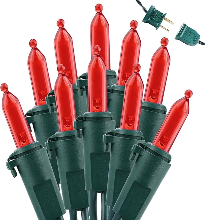 Brizled Red Christmas Lights, 33ft 100 LED Connectable Christmas String Light, 120V UL Certified LED Light String for Indoor & Outdoor, Xmas Tree, Garden, Party and Holiday Decoration-CubbioJoy