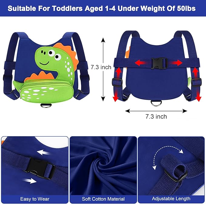 Accmor Toddler Harness Leash, Cute Dinosaur Kids Harness Children Leash with Anti Lost Wrist Link for Outdoor Travel, Adorable Child Leash Walking Harness Wristband Assistant Strap for Baby Ages1-4-CubbioJoy