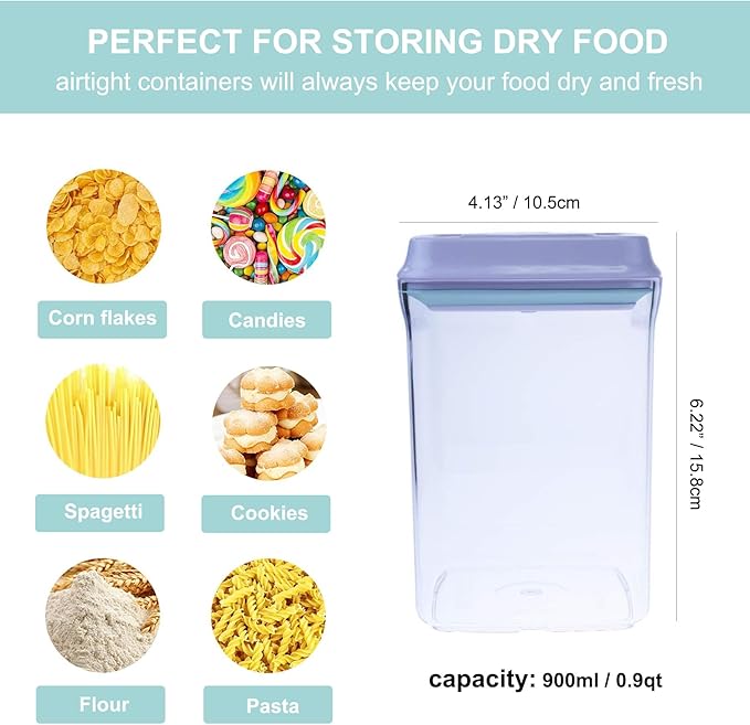 Airtight Food Storage Container - 0.9qt / 900ml Square Pop Containers With Lids, Bpa Free Stackable Container for Coffee Cereal Flour Spaghetti Rice Kitchen Organizer-CubbioJoy
