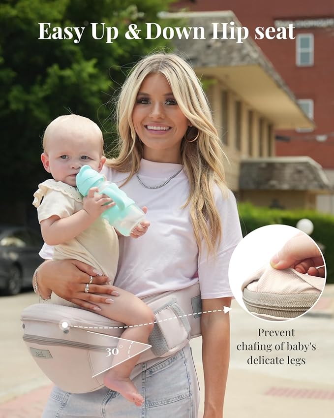 Baby Carrier Pro, MOMTORY Safety-Certified 6-in-1 Ultra Storage Baby Carrier Newborn to Toddler, Front & Back Baby Holder Carrier with Hip Seat, Soft Pink-CubbioJoy