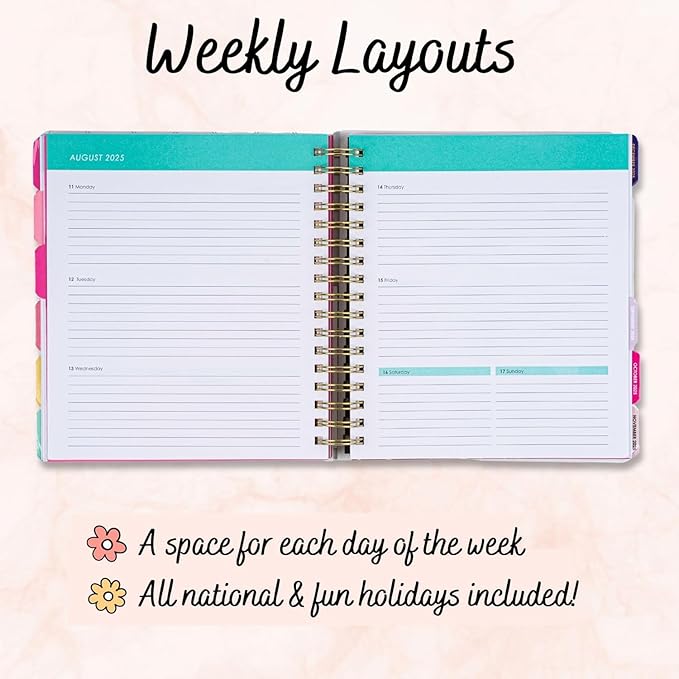 2025-2026 Monthly Large Planner- Daily, Weekly & Monthly Organizer with 3 Pens & Stickers - Organized Chaos Pink, January 2025 to June 2026, Stylish & Durable-CubbioJoy