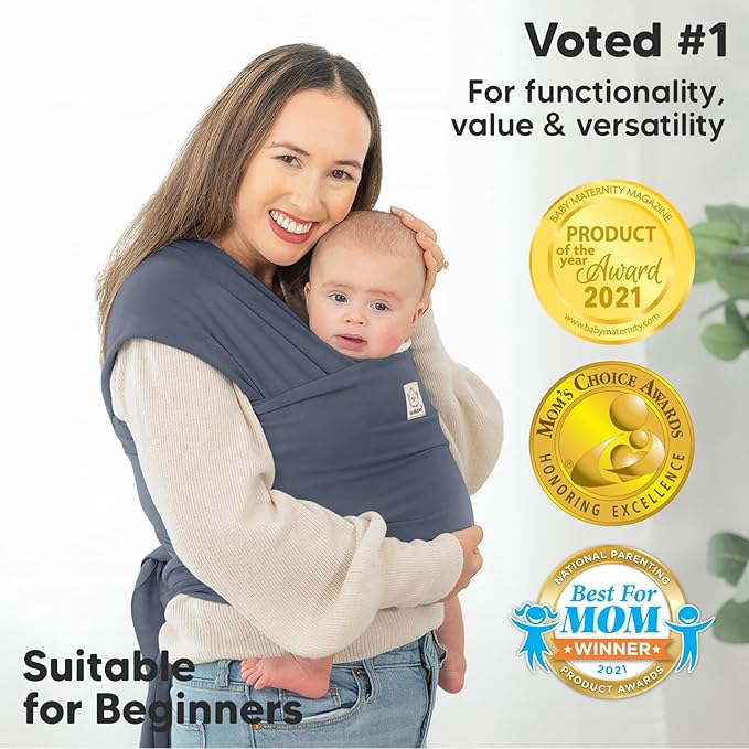 KeaBabies Baby Wrap Carrier - All in 1 Original Baby Carrier Newborn to Toddler Sling, Easy to Wear, Hands Free Bonding, Lightweight, Breathable Infant Wraps (Raven)-CubbioJoy