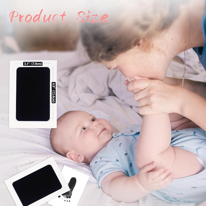 4-Pack Baby Footprint Kits,Inkless Hand and Footprint Kit,Clean Touch Baby Handprints and Footprints Kits,No Mess Ink Pad for Baby Hand and Footprints,Baby Shower Gifts for New Moms-CubbioJoy