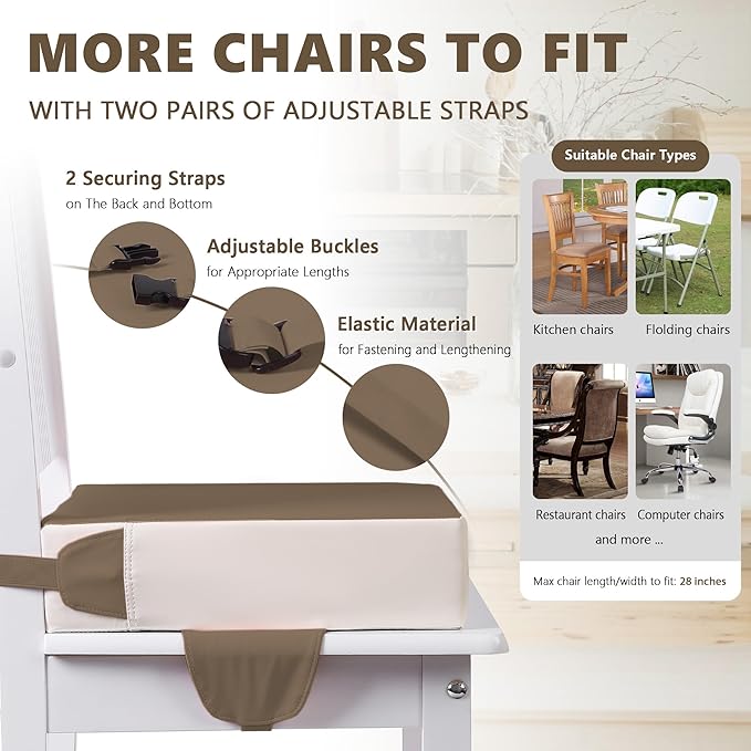 Booster Seat for Kitchen Chair with Adjustable Straps, Toddler Booster Seats for Dining Table Portable for Travel Camping Eating, Booster Cushion for Table for Baby Child Infant Kid Boy Girl-CubbioJoy