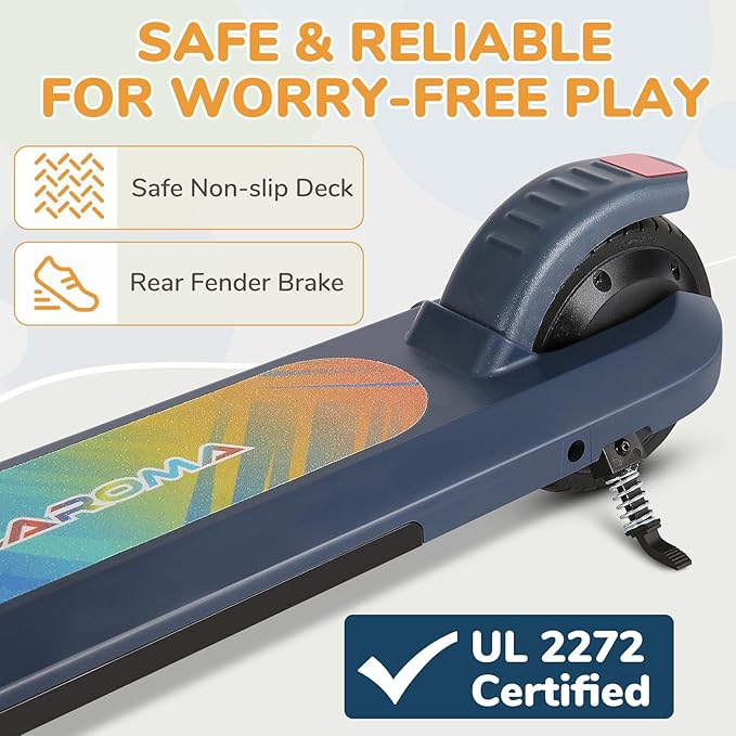 Caroma Electric Scooter for Kids Ages 6-12,150W/180WMotor,10 MPH Max Speed & 7 Miles,Colorful Lights,Adjustable Height & Speed,LED Display,Foldable Kids Electric Scooter 132 Lbs Max Load,Idea Gift-CubbioJoy