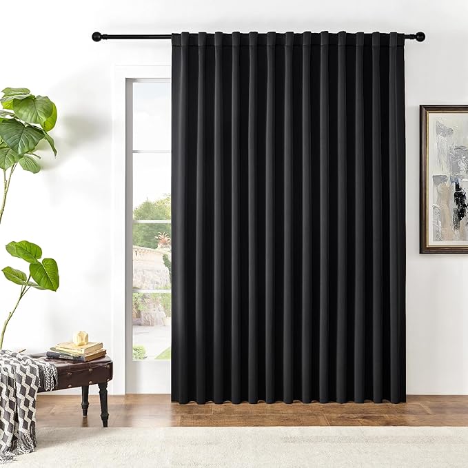 Joydeco Custom Blackout Curtains for Bedroom, 1 Panel Room Darkening Curtains & Drapes for Living Room Window Rod Pocket Back Tab (Custom Size,Black)-CubbioJoy