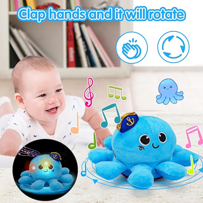 Baby Crawling Toys 6-12 Months Musical Plush Octopus Light up Voice Control Dancing Infant Walking Toys 1 Year Old Boy Girl Babies 0 6 7 8 9 10 12-18 Month Tummy Time Sensory Toddler First Gifts-CubbioJoy