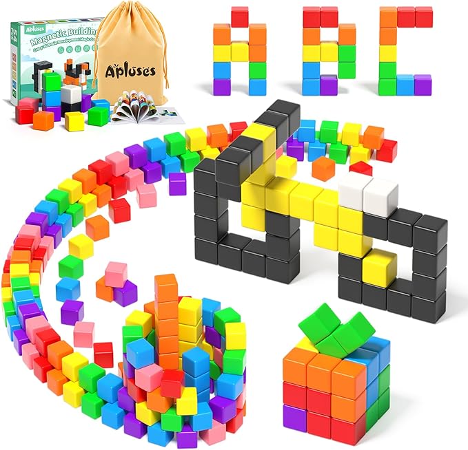 54 PCS Magnetic Blocks, Magnetic Building Blocks for Toddlers 3+, Montessori Toys, Magnet Cubes, Preschool STEM Educational Sensory Magnet Toys for Kids Ages 3-5 Year Old Boys and Girls-CubbioJoy