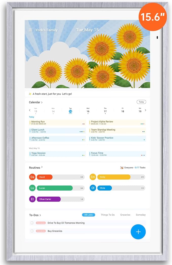 ApoloSign 15.6-inch Digital Calendar: Dual Mode Calendar with Google Play & Multi-calendar Sync, Electronic Planner & Chore Chart, Smart Touchscreen, Interactive Display for Family Schedules (Gray Wood, 15.6")-CubbioJoy