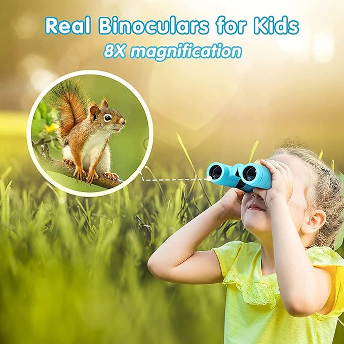 Binoculars for Kids,Compact Kids Binoculars 8x21 High-Resolution for Bird Watching, Camping, Exploration, Hiking, Hunting, Sports Events and Safari Park Gifts for 3-12 Year Boys Girls-CubbioJoy