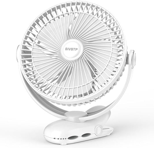 12000mAh Clip on Fan 30H Longest Runtime, 8in Portable Fan Rechargeable, Ultra Quiet with Heavy-Duty Clamp, USB Desk Fans for Golf Cart,Office Desk, Treadmill, Camping, Bedroom-CubbioJoy
