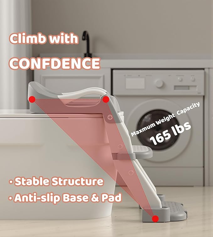 2-in-1 Toddler Potty Training Toilet Seat with Step Stool Ladder – Adjustable Height Potty Chair Urinal for Baby Boys Girls Age 1-3, Foldable Training Potty with Splash Guard & Anti-Slip Feet, Grey-CubbioJoy