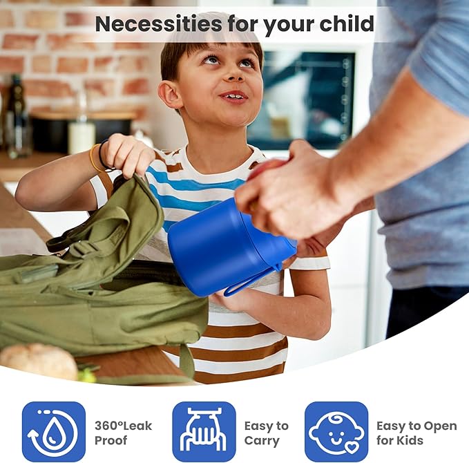 17oz Soup Thermo for Hot Food Kids,Insulated Food Jar with Spoon,Thermo Hot Food Lunch Container,Wide Mouth Leakproof Stainless Steel Lunch Box for School(Blue)-CubbioJoy