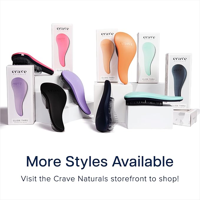 Crave Naturals Glide Thru Hair Brush - 2 Pack Detangler Brush for Curly, Straight, Wet or Dry Hair - Gentle Detangling Brushes for Adults, Kids, Toddlers, 7.5"x3" - Coral and Turquoise-CubbioJoy