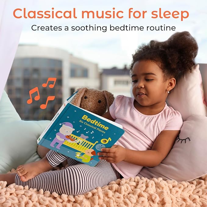 Cali's Books Bedtime Musical Book for Babies and Toddlers 1-3 – USB-C Rechargeable – 6 Classical and Relaxing Pieces | Sound Book for Sleep & Relaxation-CubbioJoy