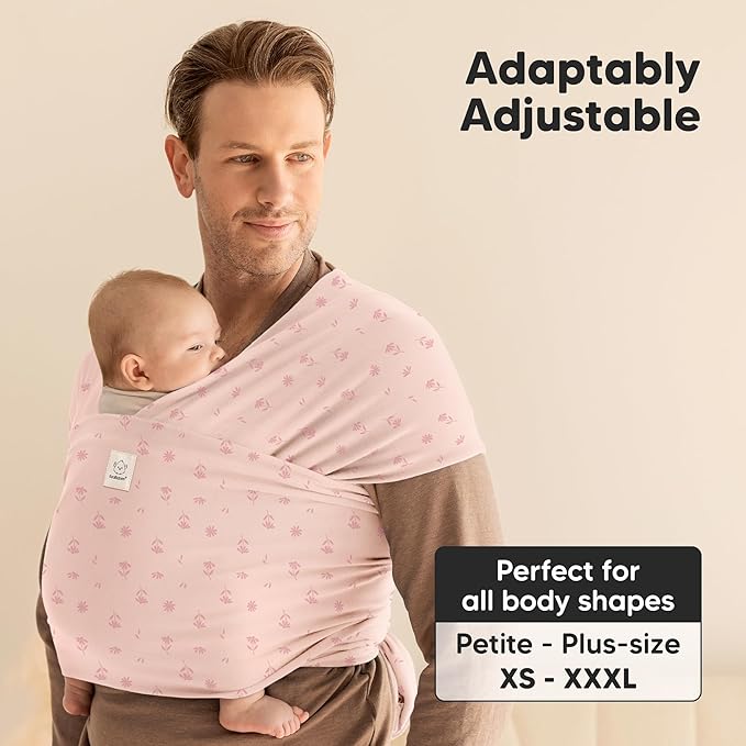 KeaBabies Baby Wrap Carrier - All in 1 Original Baby Carrier Newborn to Toddler Sling, Easy to Wear, Hands Free Bonding, Lightweight, Breathable Infant Wraps (Pink Daisies)-CubbioJoy