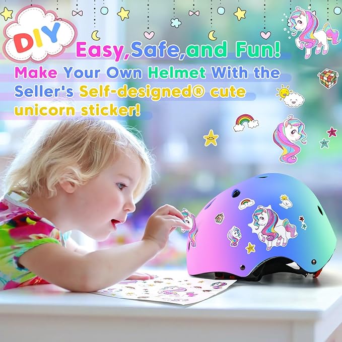 Color Gradient Adjustable Kids Bike Helmet Toddler Skateboard Helmets Boys Girls Child Ventilation Helmet for Multi-Sports Skating Cycling Scooter Balance-CubbioJoy