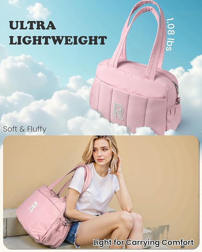 Birthday Gifts for Women Duffle Bag for Travel, Weekender Bags for Women，Initial Overnight Bag with Wet Pocket，Lightweight Travel Bags Personalized Gym Tote with Makeup Pouch-CubbioJoy