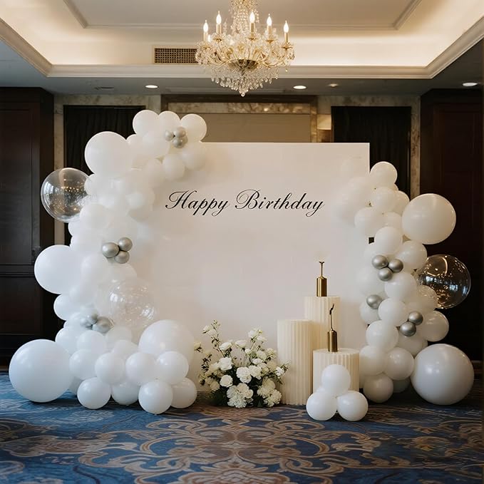 140pcs White Round Balloons Different Sizes 18 12 10 5 Inch Latex Balloons for Arch Decoration Party Balloon Kit for Graduation Birthday Party Wedding Balloon Baby Shower Decoration-CubbioJoy