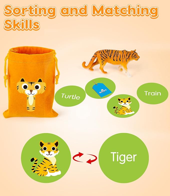 Alphabet Learning Toys for Toddlers, Word Work Small Group Set with 104 Phonics Flash Cards and 26 Animal Figurines, Fun Education Classroom Supplies Alphabet Sounds Teaching Games for Kids-CubbioJoy