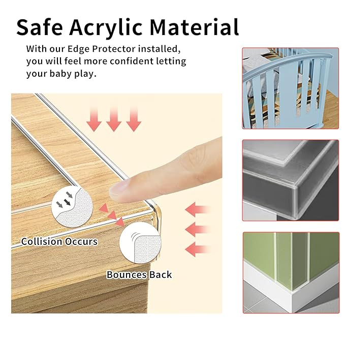 3Pack Soft Corner Protectors for Furniture Strip,2 in x 9.84 Ft,Wall Corner Bumper Tape,Desk Edge,Baseboard Protector,Clear Cabinet Door Protector Edge Guard,Crib Rail Covers for Teething-CubbioJoy