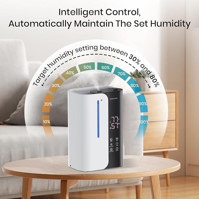 Cool Mist Humidifiers for Bedroom and Plants & Baby, Top Fill 5L Large Room Smart Humidifier for Home Nursery, 28 dB Quiet 50H Runtime Bedroom humidifier with Essential Oils-CubbioJoy