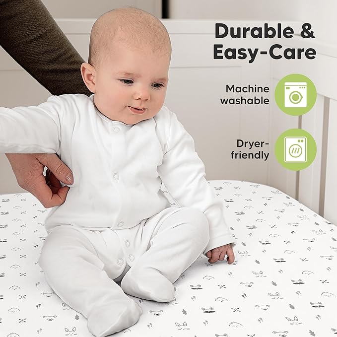 KeaBabies 2-Pack Organic Crib Sheets for Boys, Girls - 52x28 Fitted Crib Mattress Sheet Neutral, Breathable Jersey Cotton Cover for Baby Bed, Toddler Mattress, Soft & Cute Prints (Nordic)-CubbioJoy