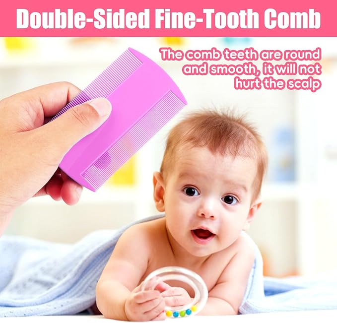 Baby Hair Brush and Comb Set, 4Pcs Baby Soft Bristles Brush Cradle Cap Brush Hair Comb for Newborns Toddlers Boys Girls (Pink)-CubbioJoy