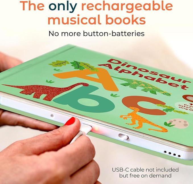 Cali's Books Dinosaur Alphabet Book for Toddlers 1-3 - Learn Dino ABC, Musical Books for Kids, Interactive Talking Baby Toddler Sound Book, Educational Song Learning Toys Singing Music Toy for Babies-CubbioJoy