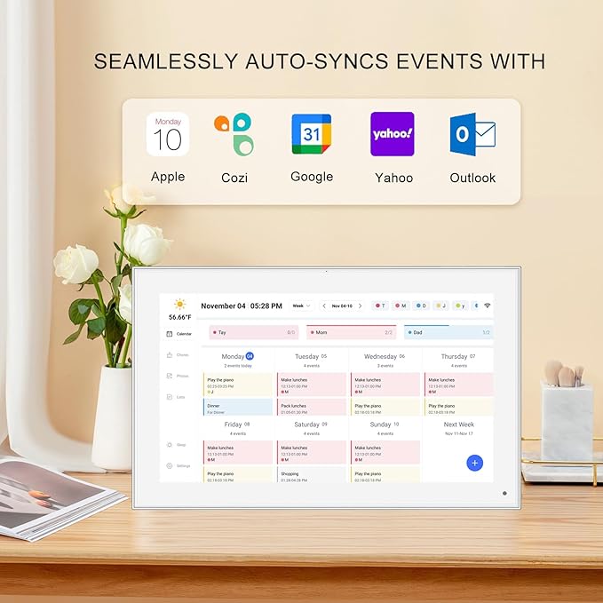 15.6 Inch Smart Digital Calendar Wall Planner & Chore Chart, IPS FHD 1920x1080 Touchscreen Interactive Display for Family Schedules, Streamline Household Organization-CubbioJoy