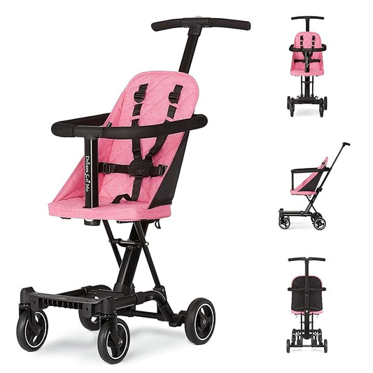 Dream On Me Lightweight and Compact Coast Rider Stroller with One Hand Easy Fold, Adjustable Handles and Soft Ride Wheels, Pink, 365-PINK-CubbioJoy
