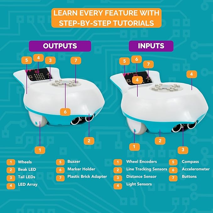 BirdBrain Finch Robot 2.0 with Microbit - STEM Coding Robot Toy for Kids & Adults - Learn Python & 8 Coding Languages - Programmable Robotics Kit - Remote Control & App Controlled | Ages 5-16-CubbioJoy