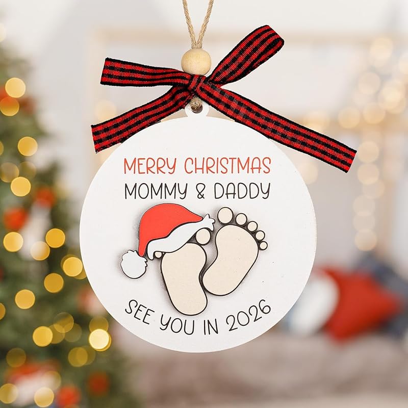 Baby First Christmas Ornament 2025, Expecting Baby Ornament 2026, New Mommy & Daddy Gift, Gifts for Expecting Parents Mom to be, New Baby Ornaments, Pregnancy Ornament for Mommy & Daddy to be-CubbioJoy