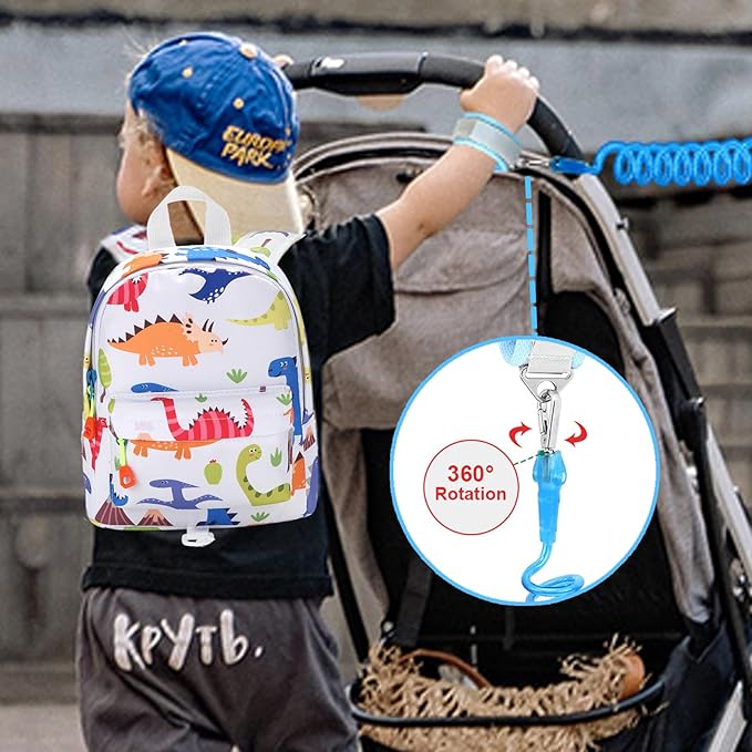 Accmor Toddler Backpack Leash, Cute Baby Backpacks with Anti Lost Wrist Link, Mini Kids Backpack Harness Leash for Outdoor Travel, Adorable Dinosaur Child Backpack Tether Rope for Boys 1-3-CubbioJoy