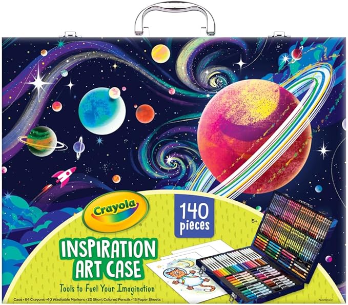 Crayola Inspiration Art Case Coloring Set, 140pc Space Theme – Art Kit for Kids, Crayons, Markers, Pencils, Gift for Boys & Girls, Ages 5, 6, 7, 8 [Amazon Exclusive]-CubbioJoy