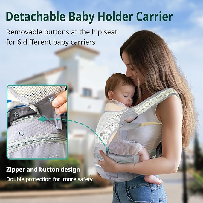 Baby Carrier, Newborn to Toddler(25-60 lbs), Adjustable Detachable 6-in-1 Ergonomic Toddler Carrier, Easy-to-Use, Front & Back Carry & Baby Hip Carrier for Hands-Free Parenting-CubbioJoy