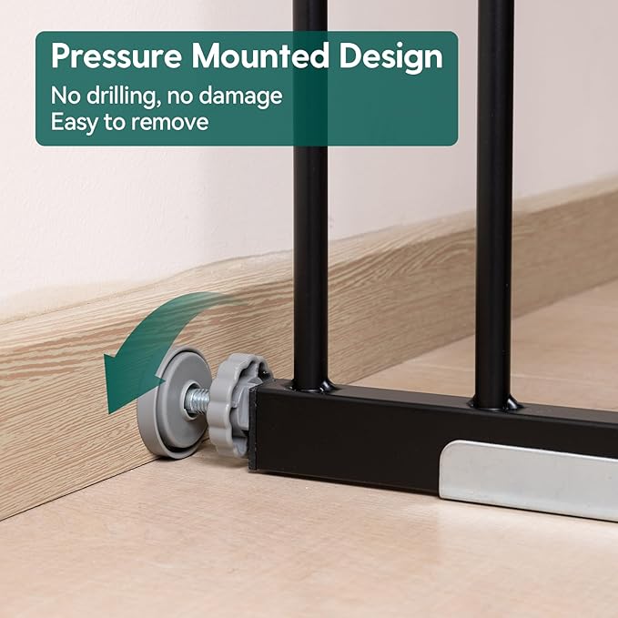 Babelio Baby Gate for Doorways and Stairs, 26-40" Auto Close Dog Gate, Easy-Install Pressure Mounted Satey Door, No Drilling Safety Gate for Child and Pets, Pressguard, Black-CubbioJoy