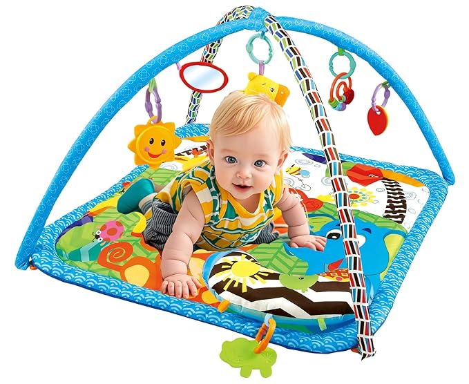 Baby Gyms Play Mats Toddler Fold Acctivity Gyms Play Mat Colorful Baby Pad with Animal Toys, Giraffe-CubbioJoy