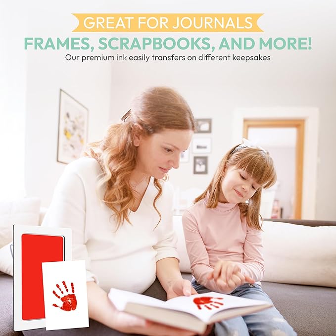 Clean Touch Ink Pad for Baby Handprints and Footprints – Inkless Infant Hand & Foot Stamp – Safe for Babies, Doesn’t Touch Skin – Perfect Family Memory or Gift – Red Print Kit by Tiny Gifts-CubbioJoy