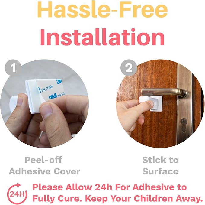 Inaya Child Proof Door Lever Lock (4-Pack) - Door Handle Lock - 3M Adhesive - Minimalist Design - No Drilling Child Safety Door Handle Locks-CubbioJoy