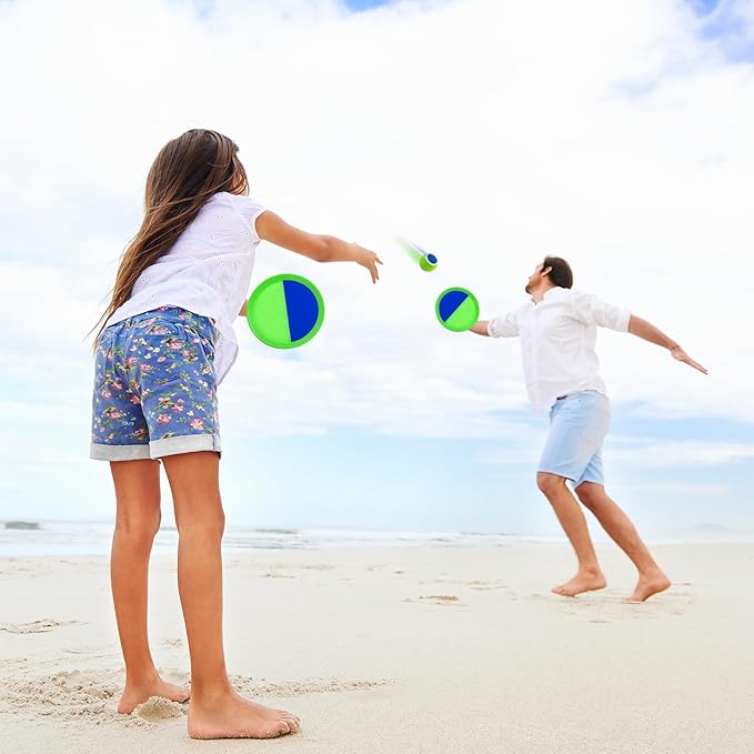 Ayeboovi Kids Outdoor Beach Pool Toys Toss and Catch Ball Set Upgraded Light UP Ball Yard Lawn Games for 3-10 Years Boys Girls Toddlers Easter Basket Stuffers-Green-CubbioJoy