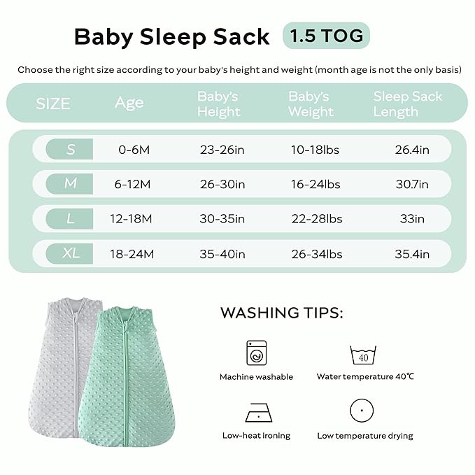 JELLYMONI Fleece Baby Sleep Sack 0-6 Months, 1.5 Tog Warm Winter Baby Wearable Blanket with Plush Dots and 2-Way Zipper, Cotton Toddler Sleep Sack-CubbioJoy