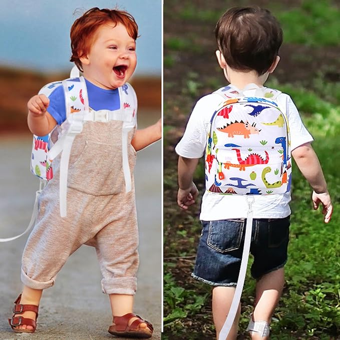 Accmor Toddler Backpack Leash, Cute Baby Backpacks with Anti Lost Wrist Link, Mini Kids Backpack Harness Leash for Outdoor Travel, Adorable Dinosaur Child Backpack Tether Rope for Boys 1-3-CubbioJoy